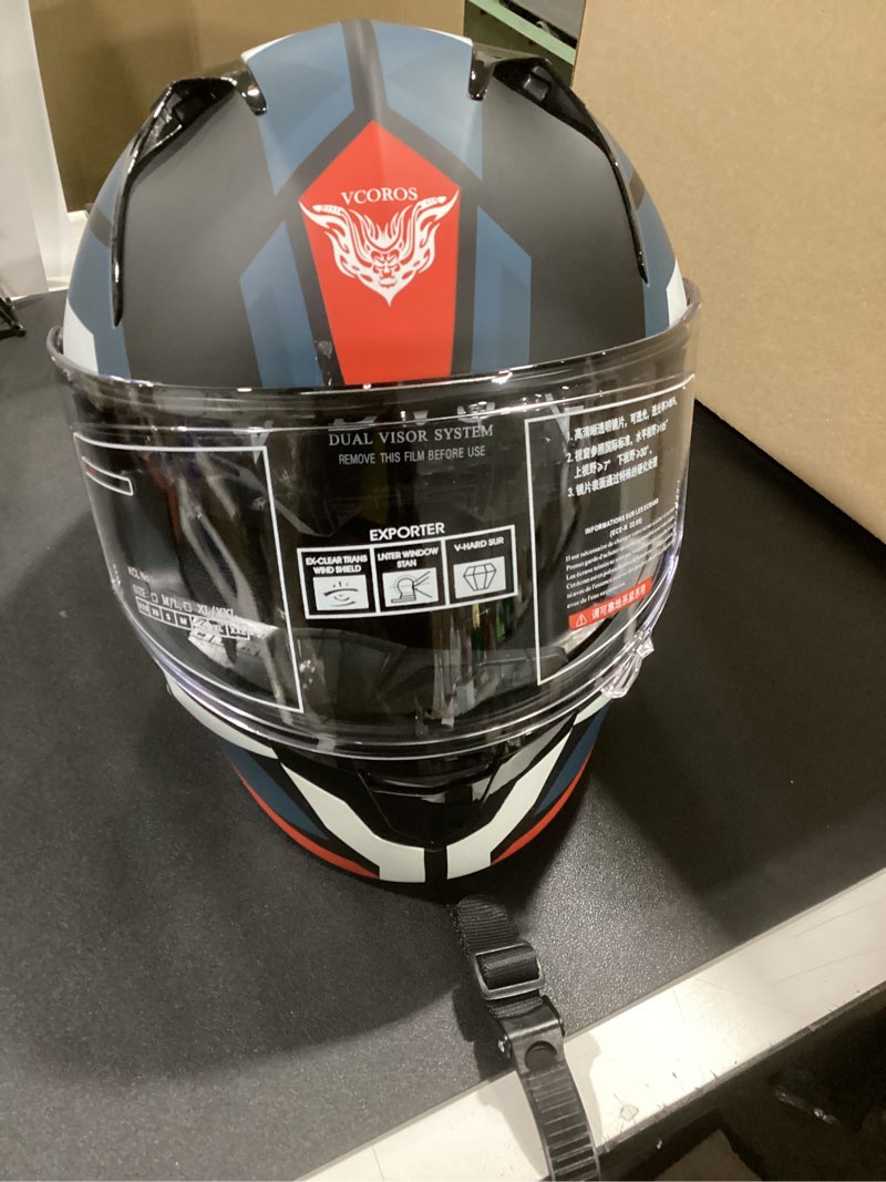 Condition photo showing Good Condition for (Similar) VCOROS Full Face Motorcycle Helmet X9 with Inner Sun Visor and Bluetooth Ready Speaker Pockets DOT Approved Motorbike Moto Street Bike Racing Helmet Alien Medium