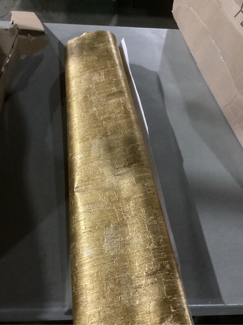Condition photo showing Good Condition for gold peel and stick wallpaper (15.7" x 118", gold) removable textured metallic contact paper accent home décor for apartments cabinet drawer bookshelf upcycling furniture gold 15.7" x 118"
