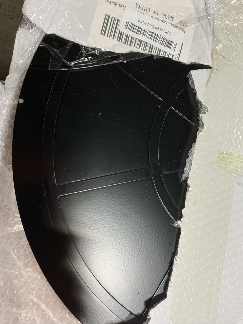 Condition photo showing As Is for 18 inch metal sump pump cover, heavy-duty 1.5mm thick steel sump pump lid for sump basin cover, septic tank & outdoor water well, black