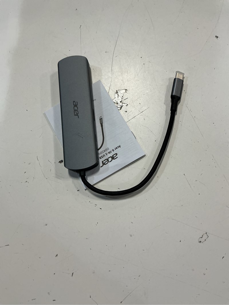 Condition photo showing Good Condition for acer 6 in 1 usb c hub, 4k@60hz usbc to hdmi adapter with 1000mbps ethernet, 100w pd charging, usb a/usb c data ports usb c splitter for macbook neo/pro/air, acer, ipad, iphone 17/16/15