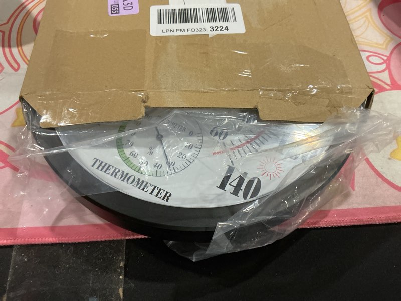 Condition photo showing Good Condition for Indoor Outdoor Thermometer Large Numbers Wall Thermometer Hygrometer Waterproof Does not Require Battery 10 inch Wireless Hanging Hygrometer Garden Decoration (Black) 10 Inch Black 10"