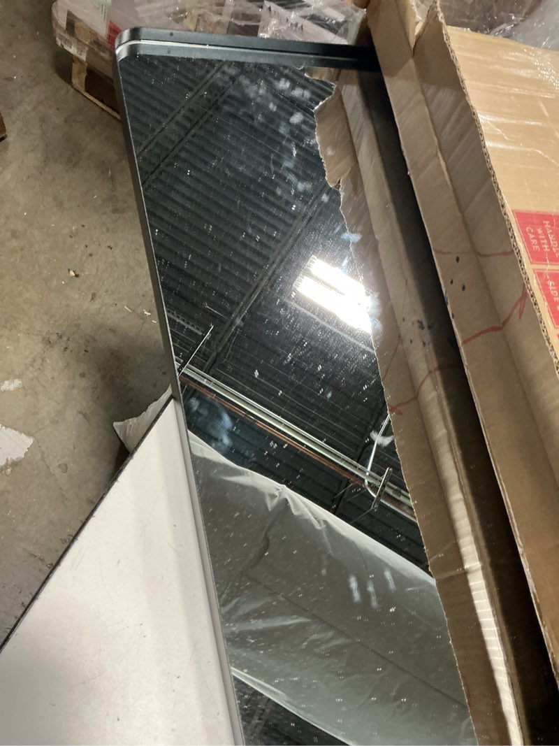 Condition photo showing Good Condition for loaao black metal framed bathroom mirror for wall, 22x30 inch rounded rectangle mirror, matte black bathroom vanity mirror farmhouse, anti-rust, hangs horizontally or vertically black 30"l x 22"w