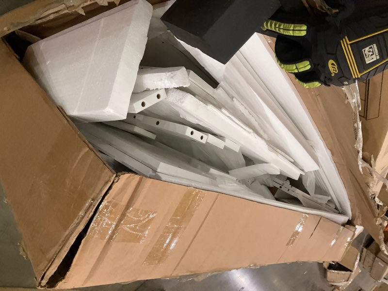 Condition photo showing As Is for Farmhouse L Shaped Executive Desk with 4 Drawers, Home Office Desk with Hidden Under-Desk Storage Sh