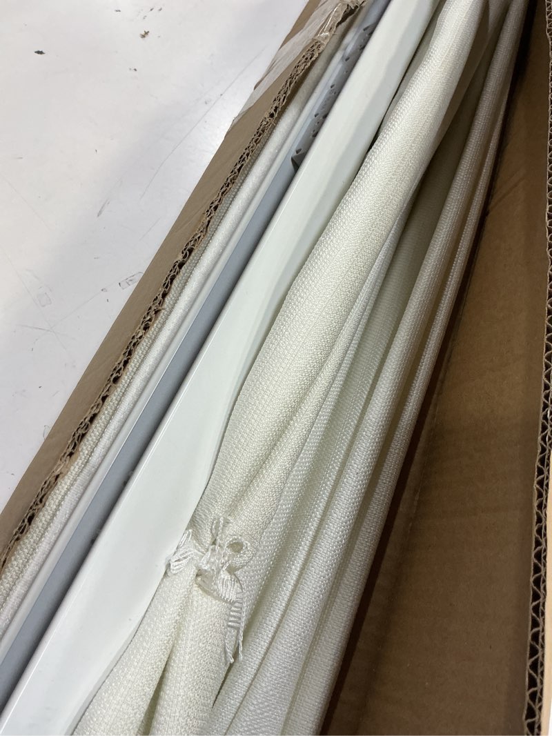 Condition photo showing As Is for lazblinds no drill roman shades for windows, cordless light filtering window shades with uv protection, polyester fabric for bedroom & living room, 31" w x 64" h, off white light filtering - off white 31"w x 64"h