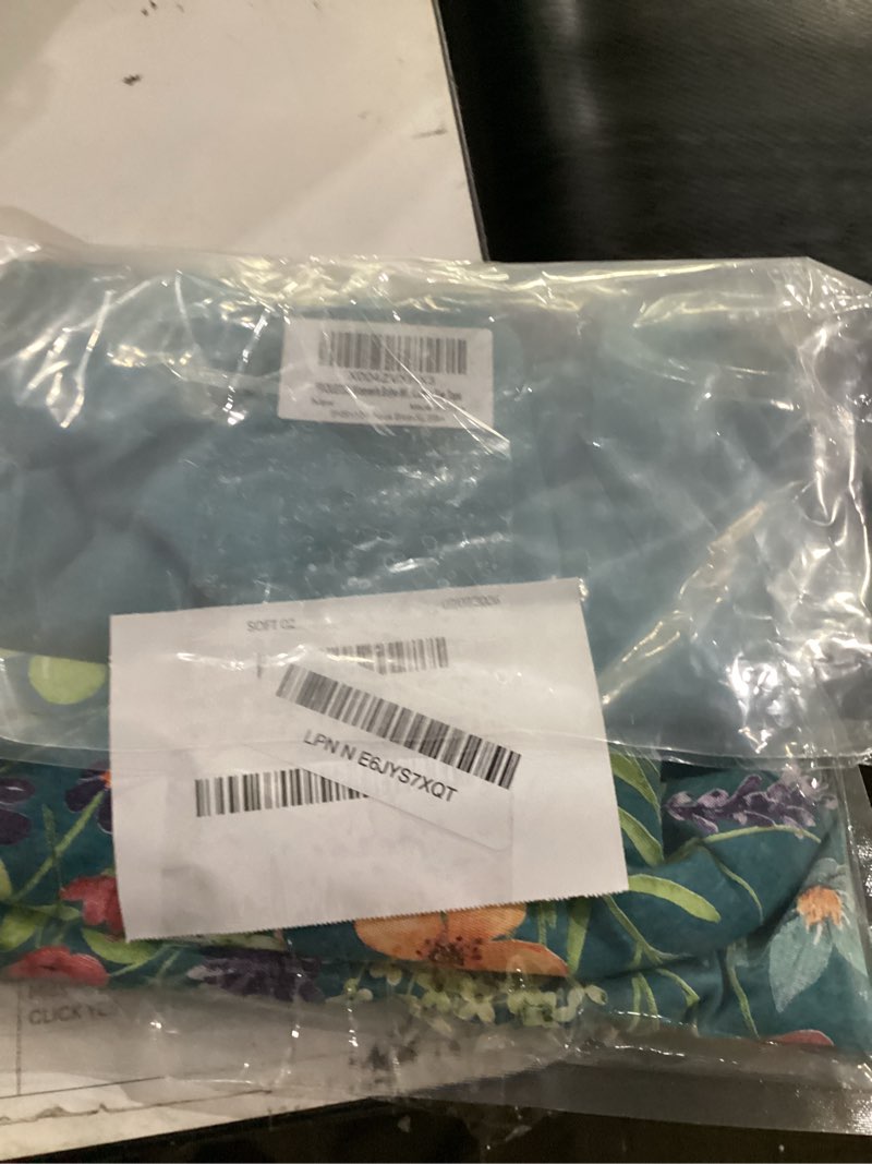 Condition photo showing New/Like New for women's boho wildflower graphic loose tees vintage floral short sleeve t-shirts summer cotton tee tops x-large aqua blue