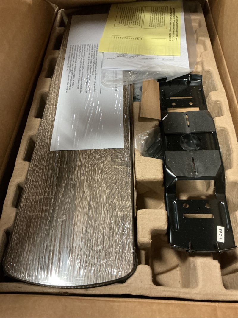 Condition photo showing Good Condition for harbor breeze armitage 52-in matte black with black/cocoa blades led indoor flush mount ceiling fan with light (5-blade)