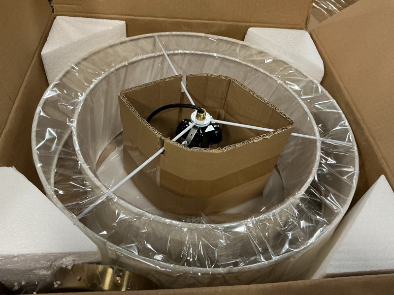 Condition photo showing Good Condition for 18" Semi Flush Mount Ceiling Light with Fabric Lampshade Modern Drum Ceiling Lamp Gold Ceiling Light Fixture for Dining Room Kitchen Bedroom Living Room Fabric-Gold