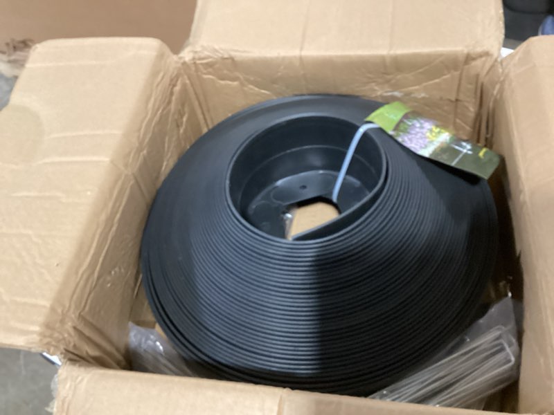 Condition photo showing Good Condition for mixc garden edging border, 100ft 4 inch tall plastic landscape edging with 150 u-shaped metal stakes, more stable and flexible tool-free lawn border for yard, flower bed & landscaping black 4 inch x 100ft