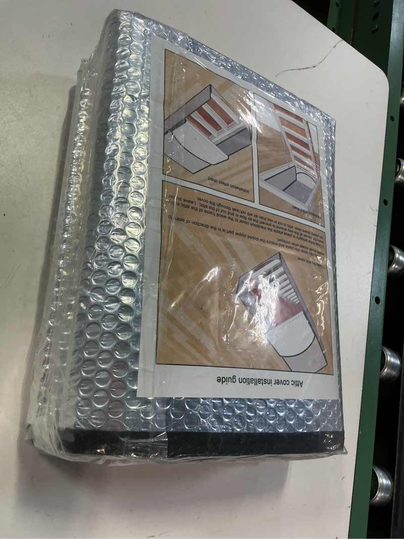 Condition photo showing New/Like New for attic stairway insulation cover- premium energy saving tent stairs ladder insulator,r-value 15.5 thicken aluminum foil stairway pull down insulator, 25"x54"x11",(attic cover & installation tool) attic cover with installation tool