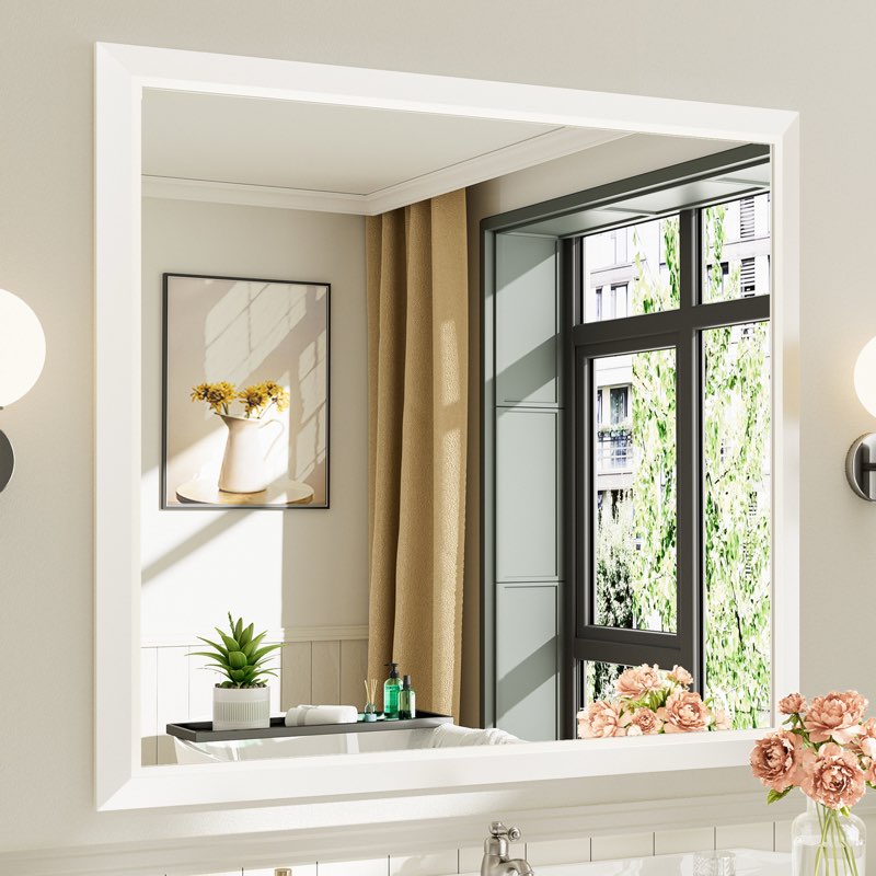 Modern & Contemporary Beveled Metal Framed Rectangular/Square Bathroom Vanity Mirrors with HD Tempered Glass