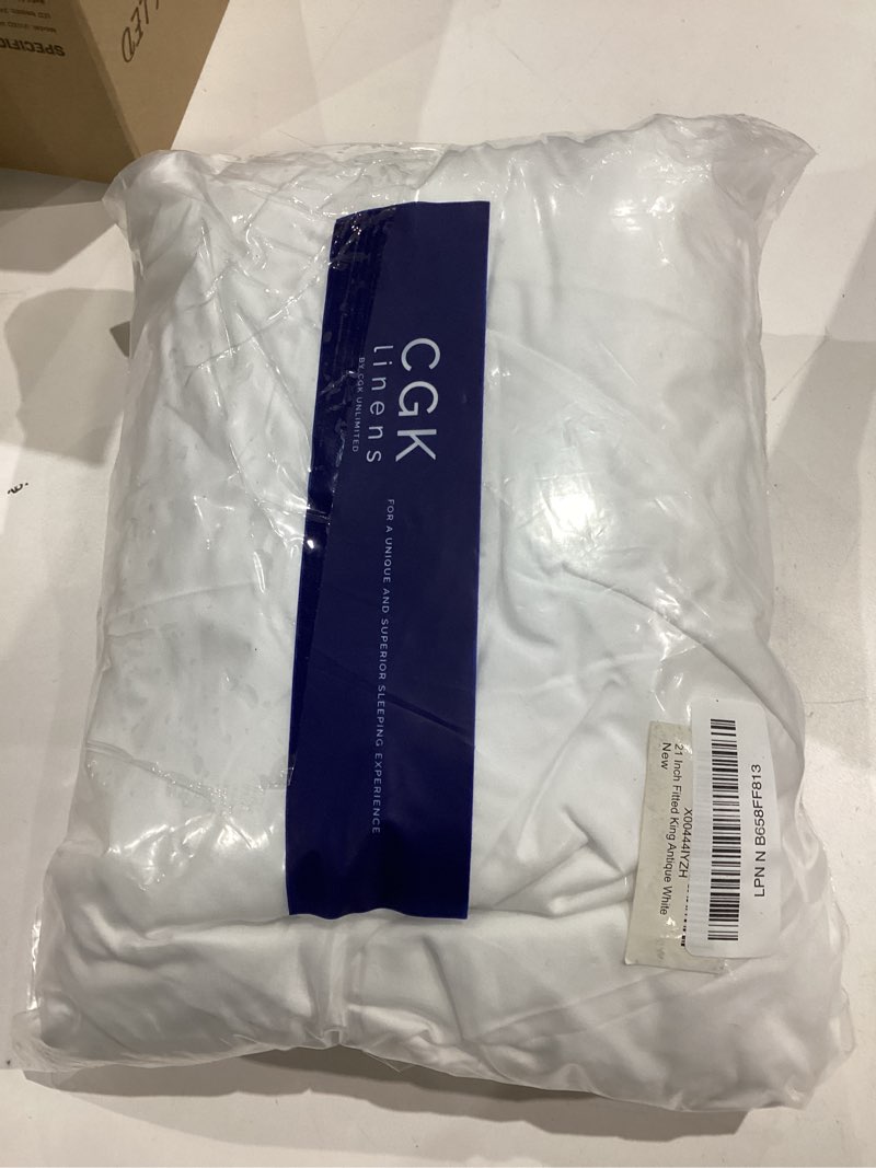 Condition photo showing Good Condition for extra deep king fitted sheet - hotel luxury single fitted sheet only - easily fits 18 inch to 24 inch mattress - ultra soft, wrinkle free with extra deep pockets - breathable & comfy - antique white king 02 - antique white