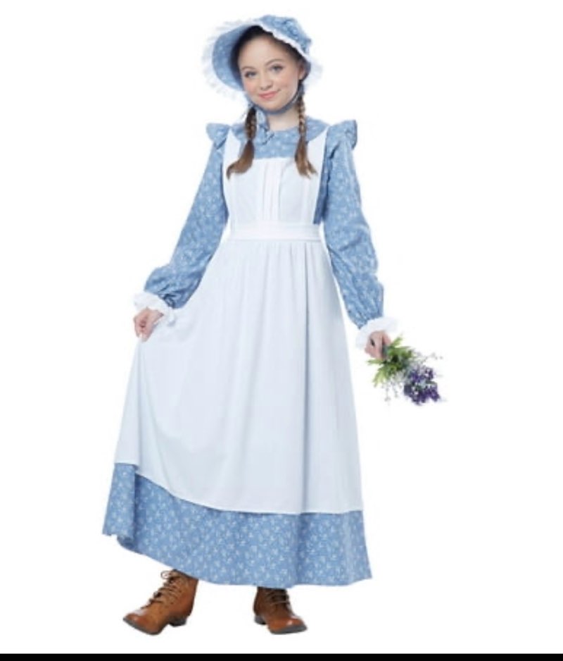 child pioneer girl costume - m blue medium