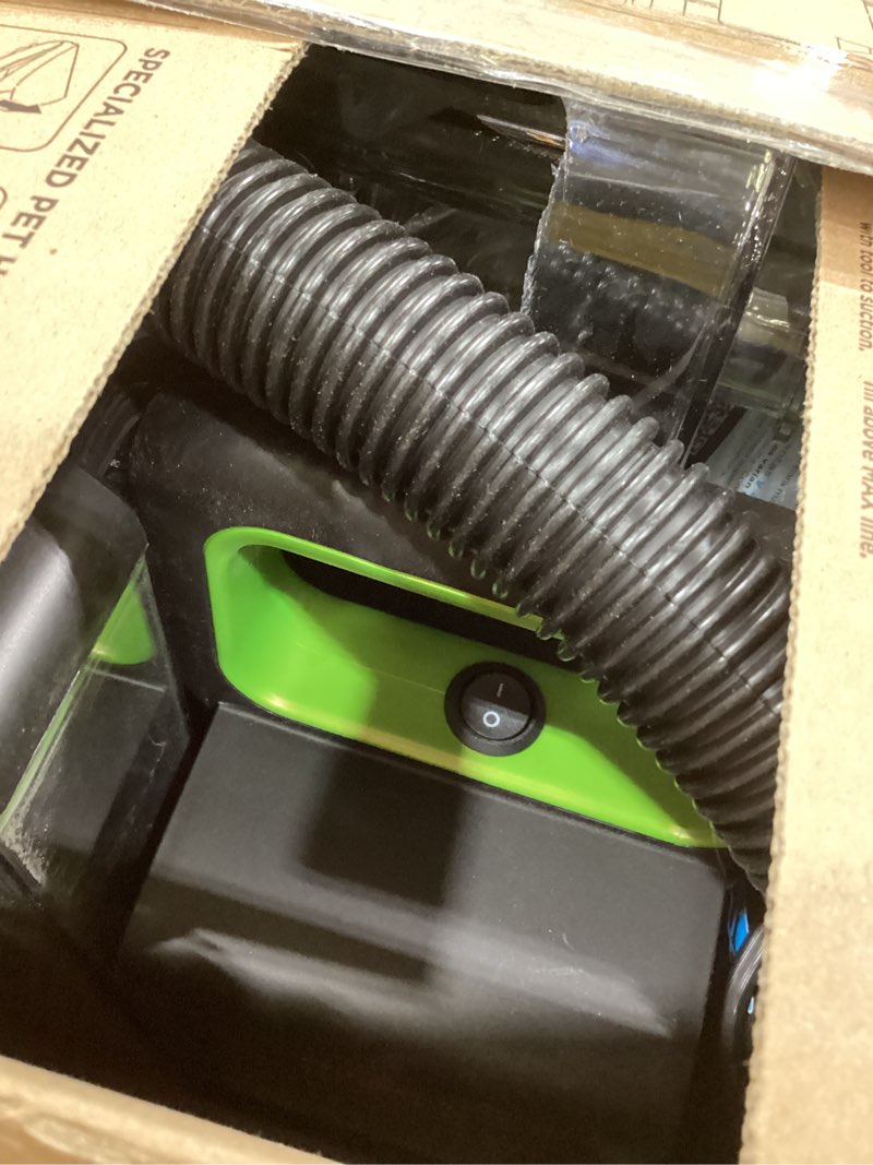 Condition photo showing As Is for bissell® little green® max pet portable carpet and upholstery deep cleaner, car/auto detailer, with self-cleaning tough stain tool and pet hair removal tool (3860) little green max pet
