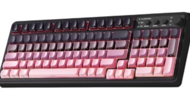 aula s99 keyboard, wireless gaming keyboard bluetooth ergonomic creamy computer keyboards cute full size backlit tri-mode bt/2.4ghz/usb-c for pc laptop - black & pink gradient