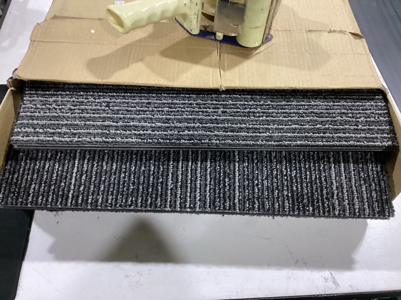 Condition photo showing Good Condition for commercial carpet tiles 20" x 20", 22pcs (60 sq ft) non-slip carpet squares for office, workspace & hallway, heavy-duty for high traffic areas, easy diy installation, dark grey light gray