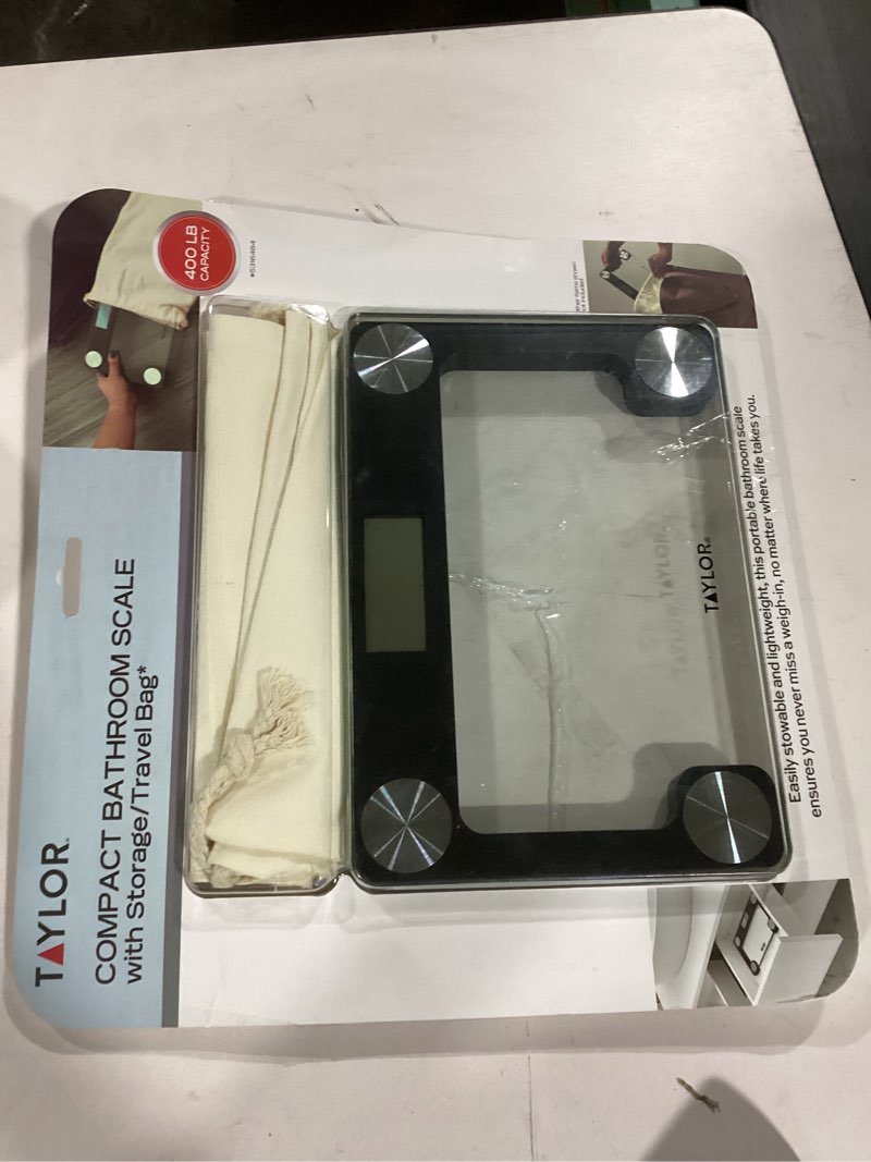 Condition photo showing Good Condition for Taylor Digital Compact Scale with Travel/Storage Tote, Mini Weighing Device for Body Weight, Highly Accurate and Portable for Travels or Bathroom, 400 lb Capacity, Clear Clear Pack of 1