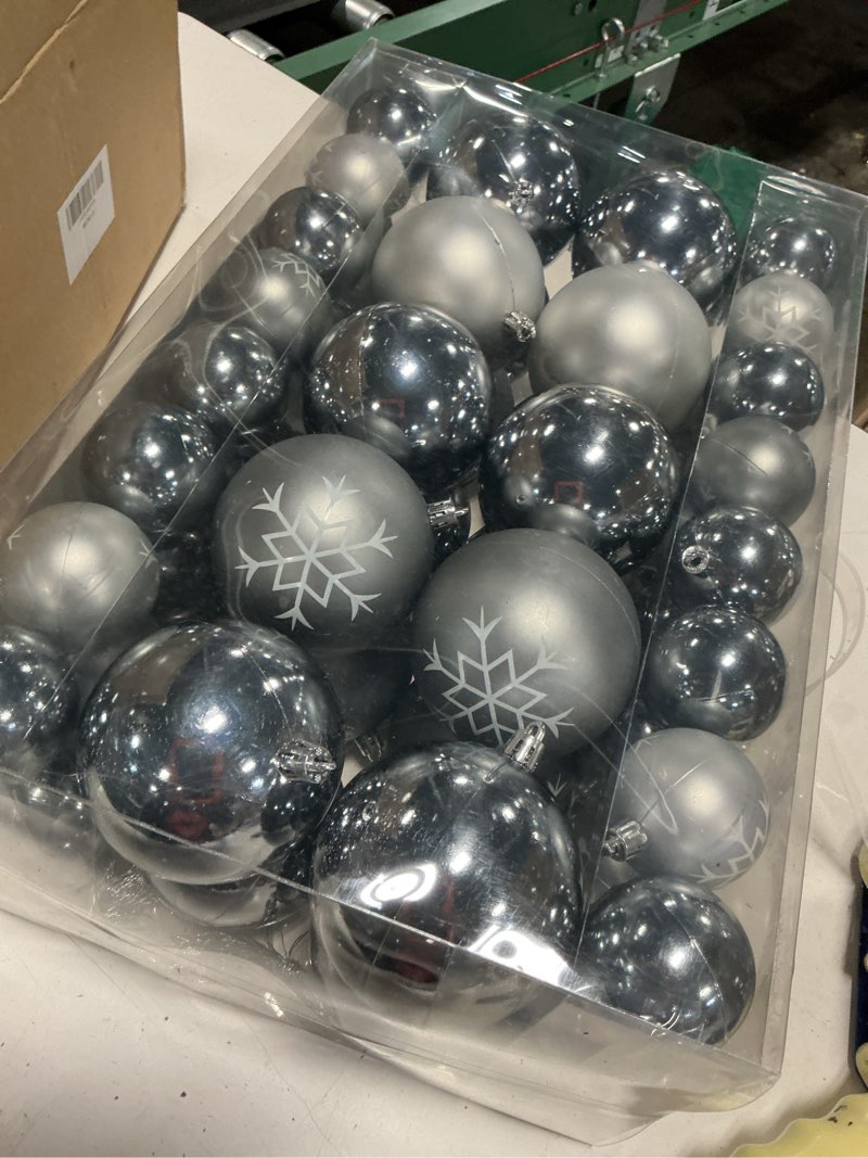 Condition photo showing Good Condition for 68mini shatterproof christmas balls, 3cm/1.1'' xmas tree ornaments hanging ball for birthday halloween holiday wedding party decorations(silver