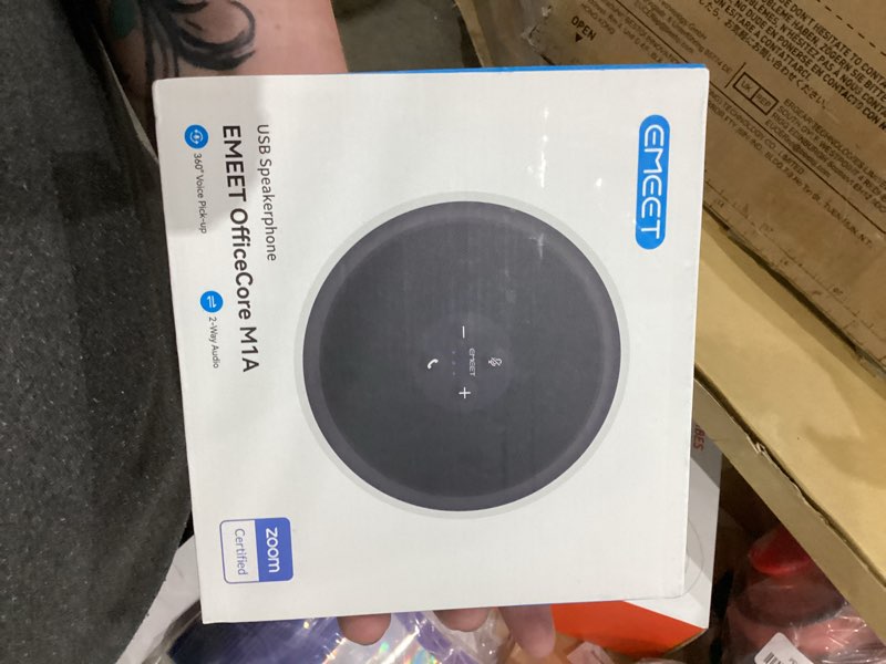 Condition photo showing New/Like New for EMEET USB Speakerphone, M1A Zoom Certified AI Mics 360°Voice Pickup USB Type C-A Plug&Play Computer Speakers with Microphone, Fast Mute Noise Reduction Echo Cancellation for 5-8 People for Zoom Teams Zoom Certified USB M1A for 6 People