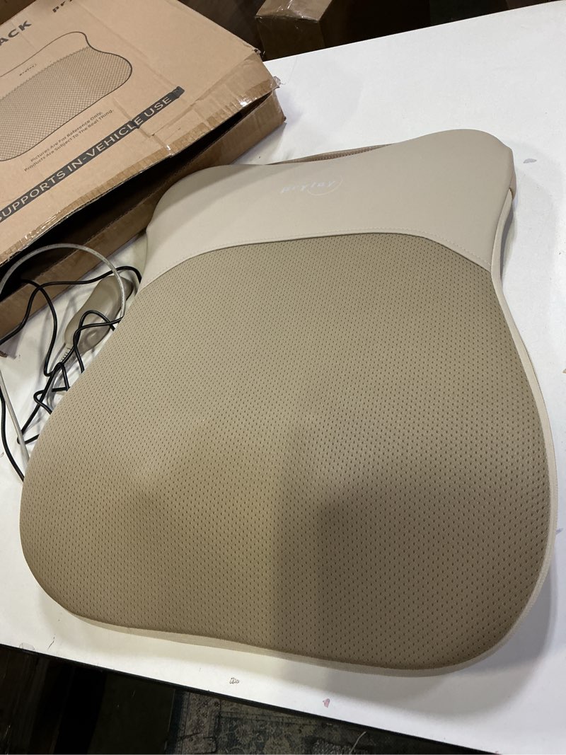 Condition photo showing Good Condition for pryfey Back Massager, Rolling Up and Down Back Massager with Heat, Back Massage 4D Kneading for Pain Relief Deep Tissue, Ultrathin Shoulder Massager Gift for Women Men Parents Christmas, Khaki