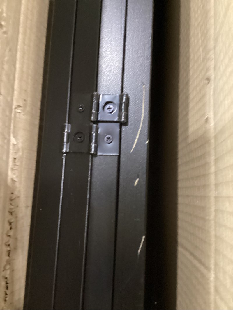 Condition photo showing As Is for Roundhill Furniture Oriental Shoji 4 Panel Screen Room Divider, Black Black Divider