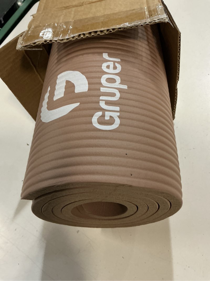 Condition photo showing Good Condition for gruper yoga mat non slip nbr extra thick yoga mat, 72"l x 32"/24"w x 0.6"/0.4"th (185cm x 80cm/61cm x 15mm/10mm), anti-tear exercise mat with carrying strap and bag, workout mats for yoga, pilates brown 72 x 24 x 0.4 inches