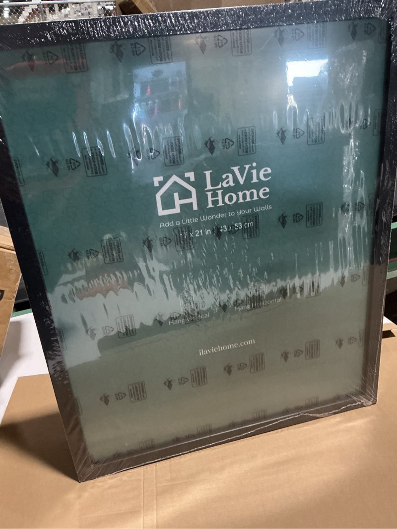Condition photo showing Good Condition for lavie home 17 x 21 picture frame, 21x17 poster frame with high definition plexiglass, horizontal or vertical wall gallery 17 x 21 poster frames suitable for photos, artworks, posters,puzzle, black 1pc 17x21 black