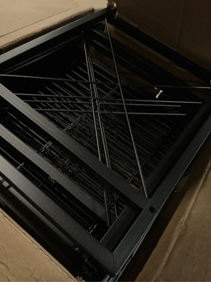 Condition photo showing Good Condition for songmics 5-tier metal storage rack, shelving unit with x side frames, dense mesh, 12.6 x 23.6 x 57.3 inches, for entryway, kitchen, living room, bathroom, industrial style, ink black ubsc165b01 black 5 tiers (23.6"w)