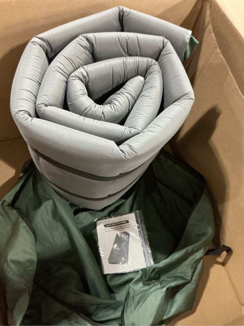 Condition photo showing Good Condition for nyechto self inflating sleeping pad for camping, 4" extra-thick memory foam camping mattress with electric pump, fast inflate & deflate,9.5 r-value insulated camping pad for car travel tent cot, green