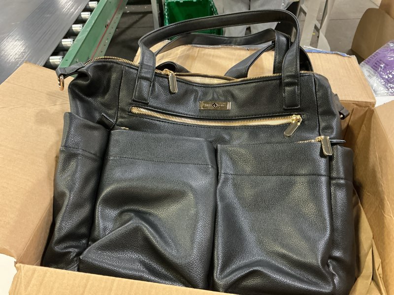 Condition photo showing As Is for miss fong Diaper Bag Tote Baby Bag Leather Diaper Bag Backpack Large Diaper Tote Bag for girls & boys Diaper Bag Purse with 11 Diaper Bag Organizer,Changing Pad, Stroller Straps,4 Insulated Pockets Black