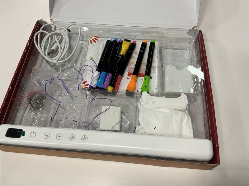 Condition photo showing Good Condition for cosmody rechargeable led drawing board for kids, large 16" light up drawing pad with 8 rgb colors & 6 dynamic modes, neon art dry erase board with tracing book & 7 markers,creative gift for girls boys
