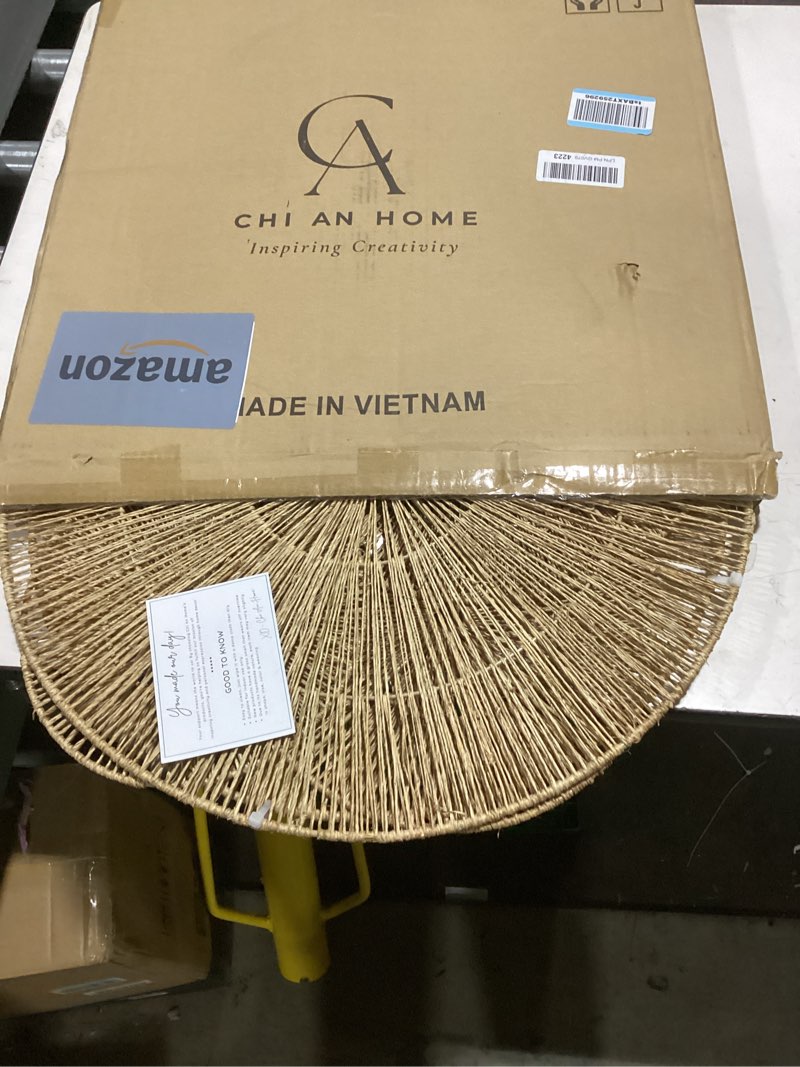 Condition photo showing Good Condition for chi an home wicker 23 inch jute wall decor baskets, set of 6 extra large woven jute wall plates, 23",21",15",13",12,10", decorative baskets for wall arts, wall hanging for bedroom, living room, office set of 6 - extra large