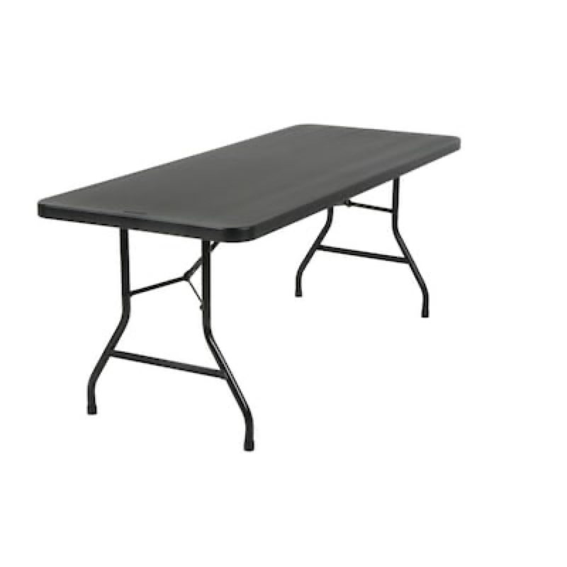 Cosco 2.5-ft x 6-ft Indoor or outdoor Rectangle Resin Black Folding banquet table 8 -Person