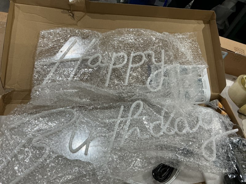 Condition photo showing New/Like New for super large happy birthday neon signs for backdrop, 44.5 inch big happy birthday neon light with remote dimmer, happy birthday led signs for birthday party decor, warm white