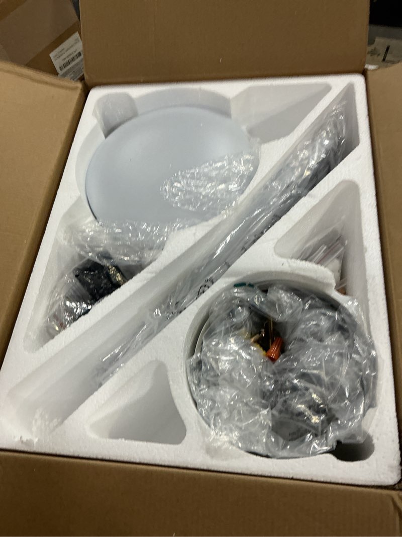 Condition photo showing As Is for ceiling fans with lights,36" low profile ceiling fan with light and remote control,flush mount, reversible, dimmable, noiseless, white ceiling fan for bedroom white-36