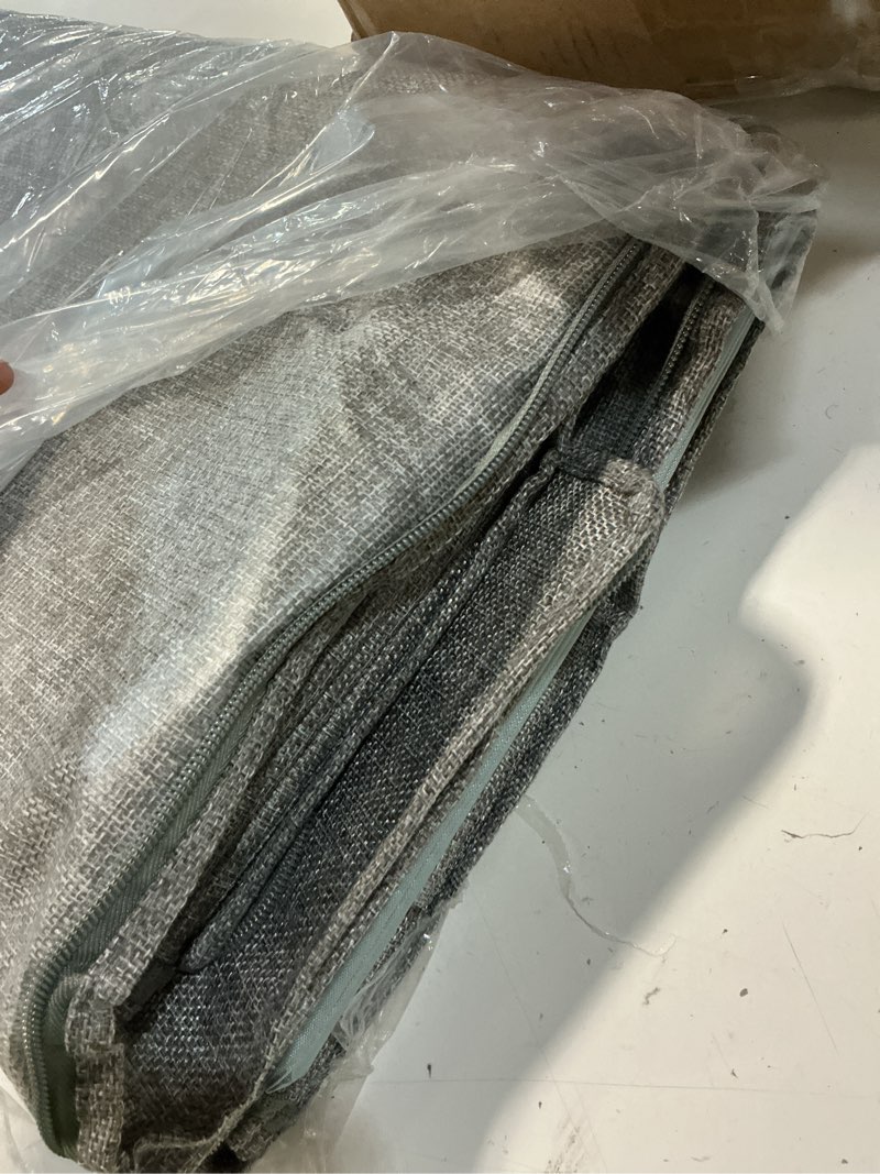 Condition photo showing Good Condition for under bed storage, 2 pack underbed storage container bags with lid, foldable sturdy clothes storage drawer organizer w/ 3 handles, ultra thick fabric blanket shoe storage box, 30x15x6.7inch, grey gray-2pcs 6.7 inch tall