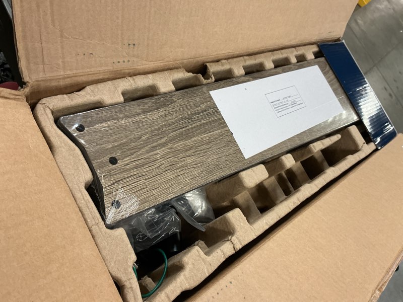 Condition photo showing Good Condition for harbor breeze talamore 60-in matte black with auburn/weathered oak blades led covered