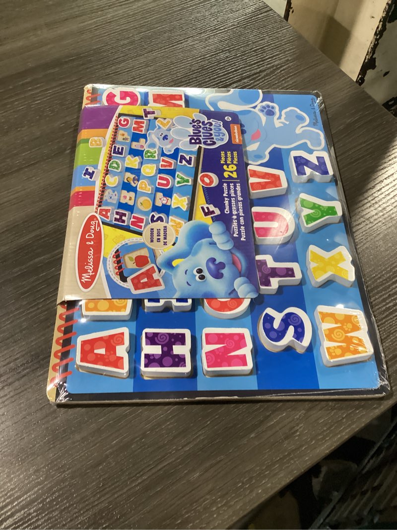 Condition photo showing Good Condition for melissa & doug blue's clues & you! wooden chunky puzzle - alphabet (26 pieces), multi