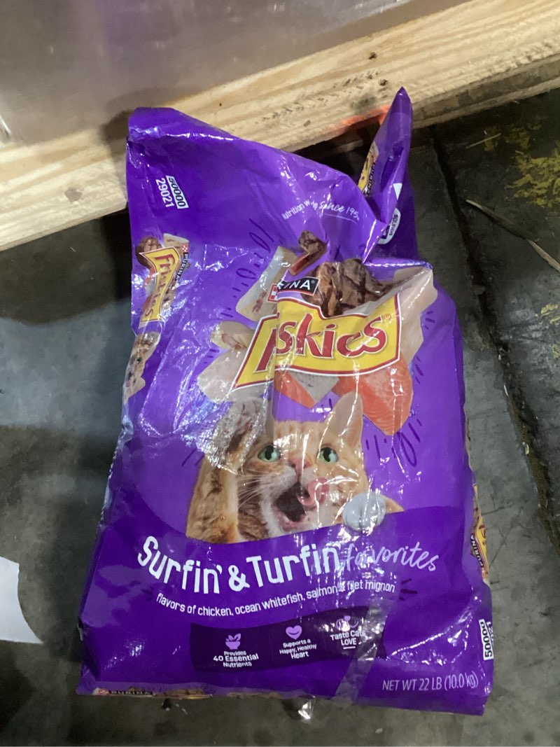 Condition photo showing New/Like New for friskies dry cat food, surfin' and turfin' favorites, 22-pound bag, pack of 1 22 pound (pack of 1)