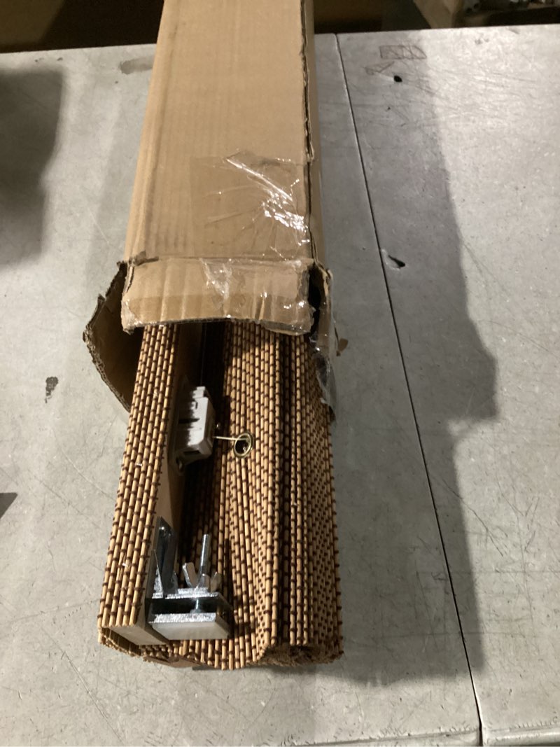 Condition photo showing Good Condition for LazBlinds No Tools No Drill Cordless Bamboo Roman Shades, Light Filtering Window Treatment, Roll Up Bamboo Blinds for Windows 27'' W x 48'' H, Eastfield Teak Light Filtering-eastfield Teak 27" W x 48" H