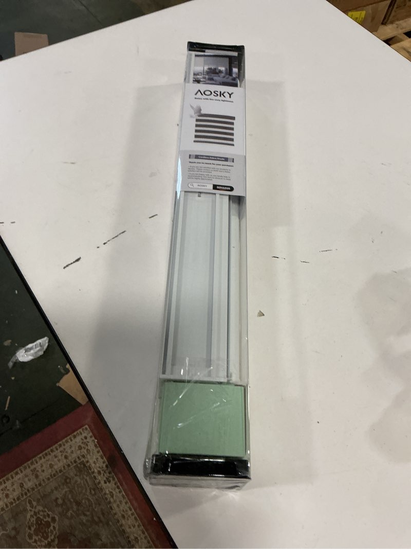 Condition photo showing Good Condition for AOSKY Cordless Zebra Blinds for Windows Pull Down Roller Window Shades Dual Layer Light Filtering Privacy for Day and Night, Free-Stop Door Shades for Home Easy to Install (20\" W X 72\" H, White) 20\"W x 72\"H White