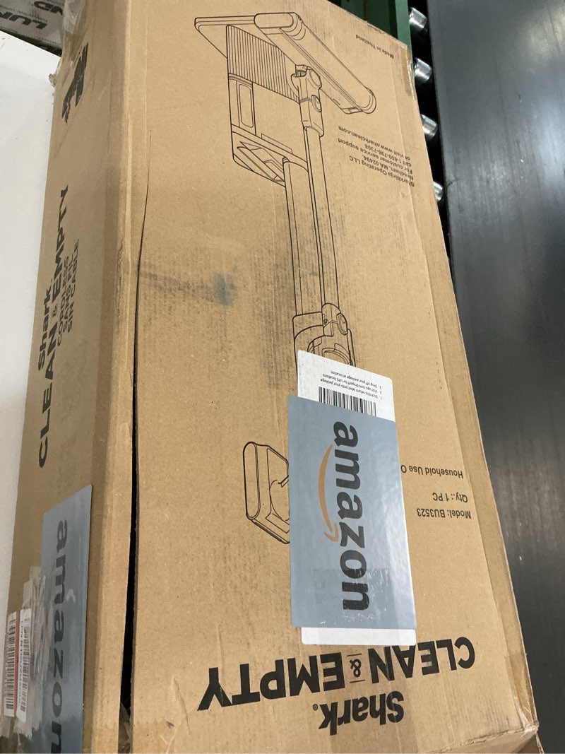 Condition photo showing As Is for Shark Clean & Empty Cordless Stick Vacuum – Lightweight Cordless Vacuum with Auto-Empty System, HEPA Filter, Portable, Rechargeable, Exclusive Motorized Hand Tool for Pet Hair, BU3523 w/ Motorized Hand Tool