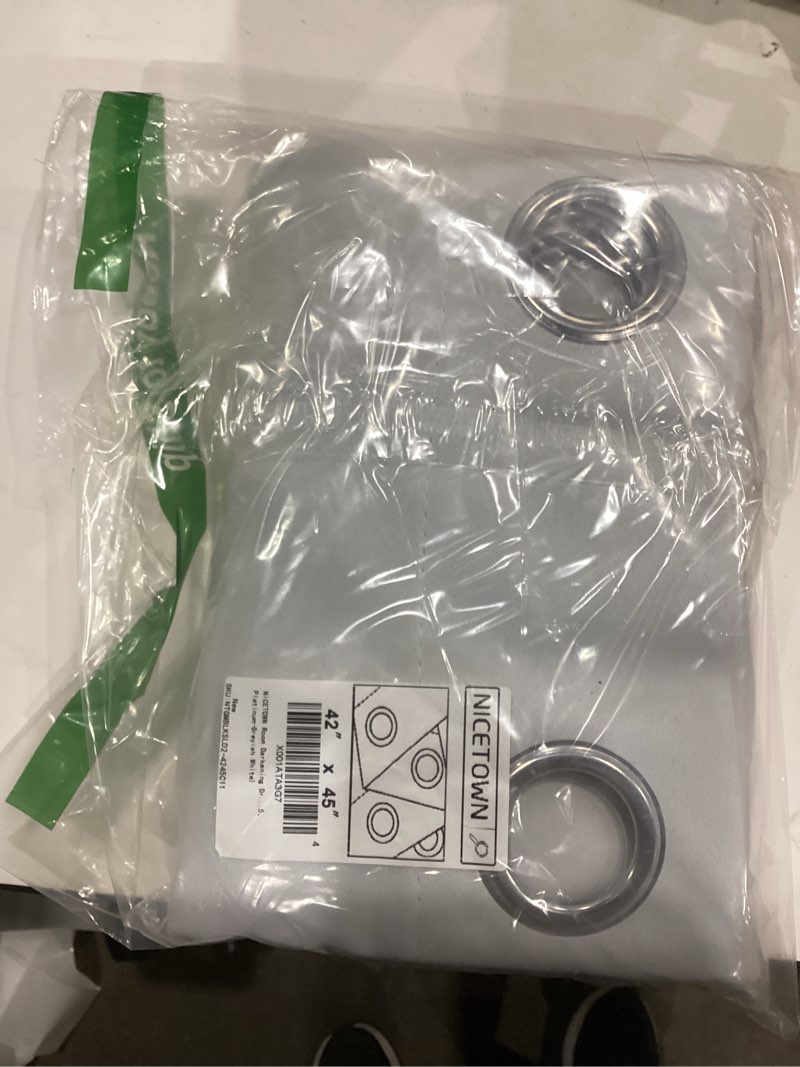 Condition photo showing As Is for NICETOWN Room Darkening Draperies Curtains Panels, Window Treatment Thermal Insulated Grommet Room Darkening Curtains/Drapes for Bedroom (2 Panels, 42 by 45, Platinum-Greyish White) Greyish White 42"W x 45"L (Pack of 2)