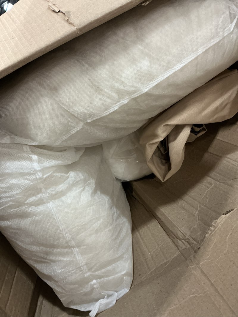 Condition photo showing As Is for AAAAAcessories Outdoor Deep Seat Cushions with Double Welted Pillow, Waterproof, Fade-Resistant Patio Furniture Replacement Cushions, 25.5" x 25.5" x 5" + 25.5" x 19", Beige Beige 25.5"x25.5"x5"/25.5"x19"