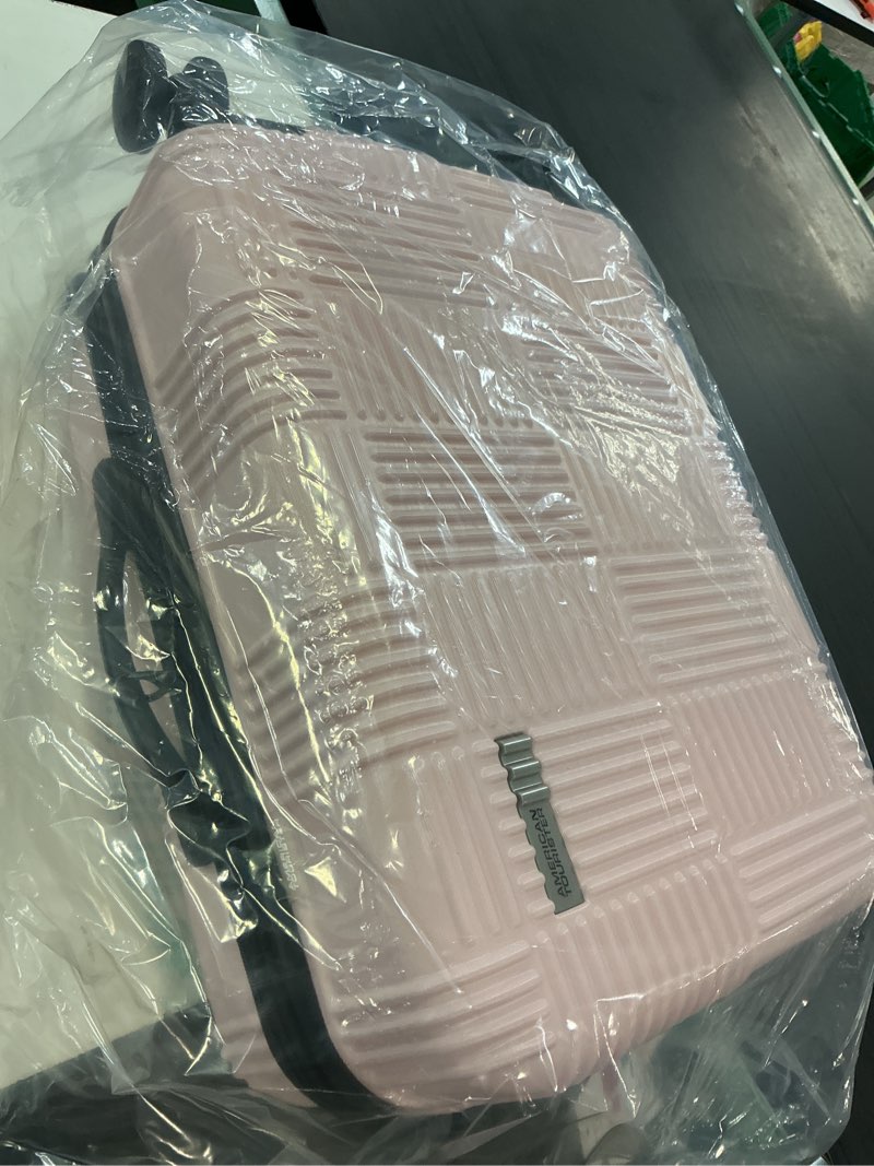 Condition photo showing Good Condition for american tourister nxt checkered hardside carry on spinner suitcase - pink