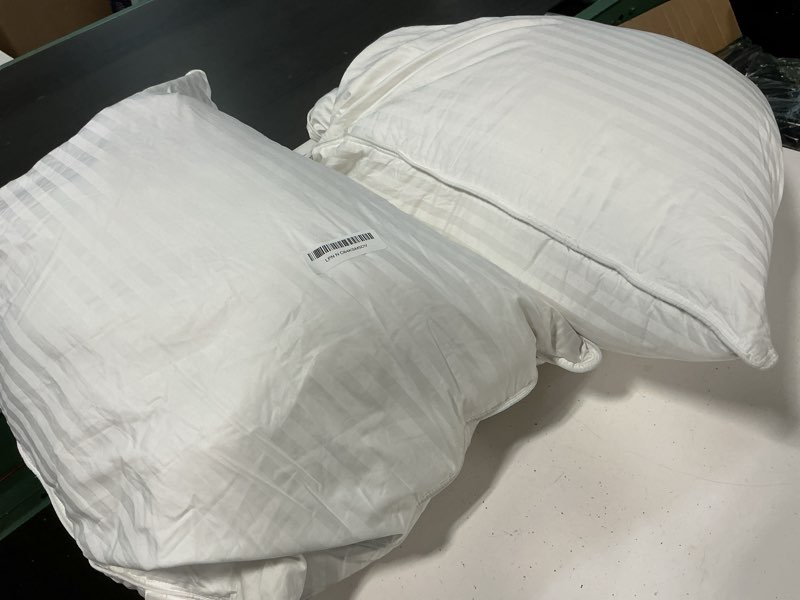 Condition photo showing As Is for beckham hotel collection bed pillows queen/standard size set of 2 - down pillow for sleeping - back, stomach or side sleepers queen (down)