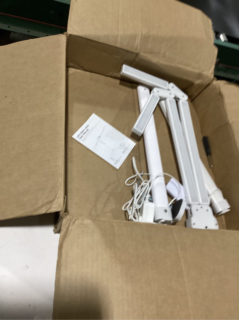 Condition photo showing New/Like New for led desk lamp for home office with base, 28.2" adjustable gooseneck swing arm bright desk light, dimmable architect table lamp for desktop computer light, reading, study, workbench?white?
