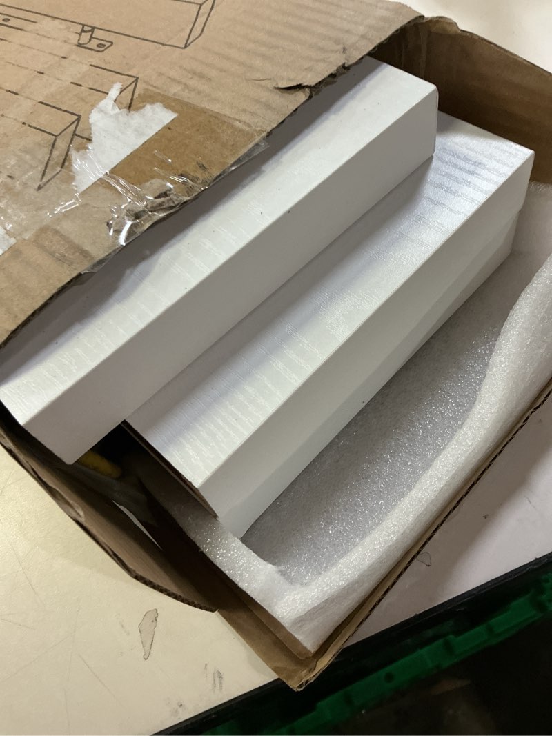 Condition photo showing Good Condition for BAYKA White Floating Shelves for Wall, 22.5 inches Wall Mounted Rustic Wood Shelves for Bathroom, Bedroom, Living Room, Floating Shelves for Books/Storage/Decor (Set of 3) C. White - Modern Minimalist Style 22.5inches