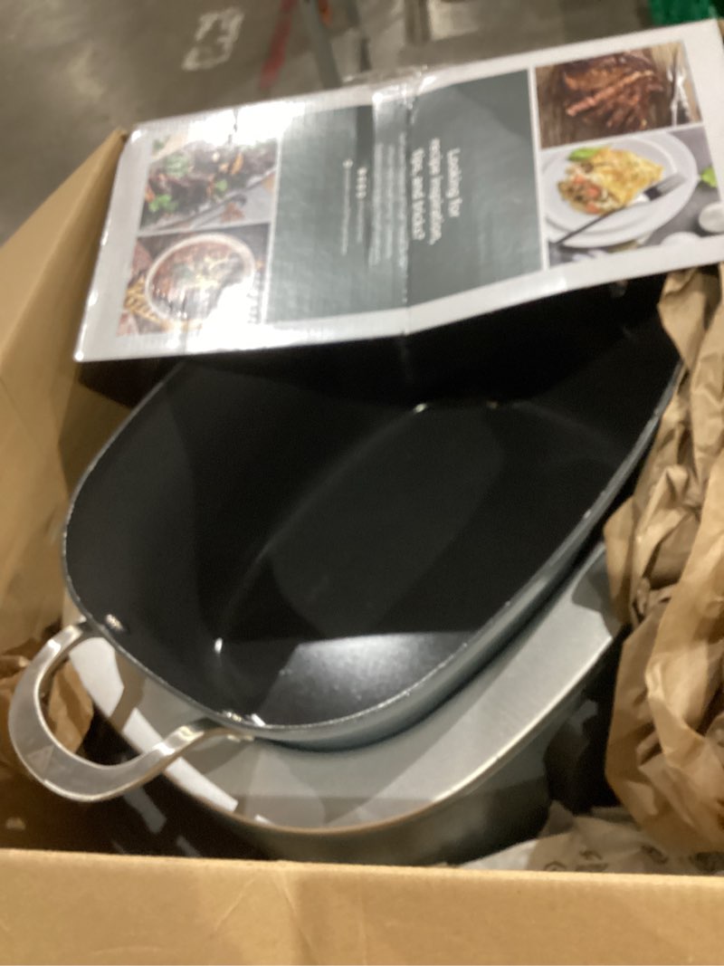 Condition photo showing As Is for ninja mc1001 foodi possiblecooker pro 8.5 quart multi-cooker, with 8-in-1 slow cooker, dutch oven, steamer, glass lid integrated spoon, nonstick, oven safe pot to 500°f, sea salt gray