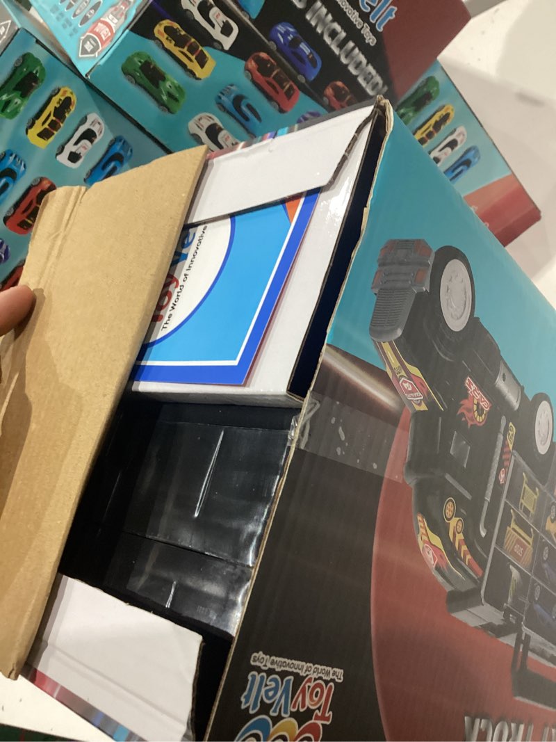 Condition photo showing Good Condition for toy truck transport car carrier toy for boys and girls age 3-10 yrs old - hauler truck includes 6 cars and accessories - fits 28 car slots - ideal gift for kids