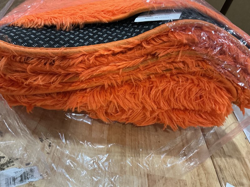 Condition photo showing As Is for super fluffy rug for bedroom, modern shag orange area rugs, soft and cozy plush carpet for kids,girls boys and teens decorations for living room dorm nursery classroom, orange, unknown sizev